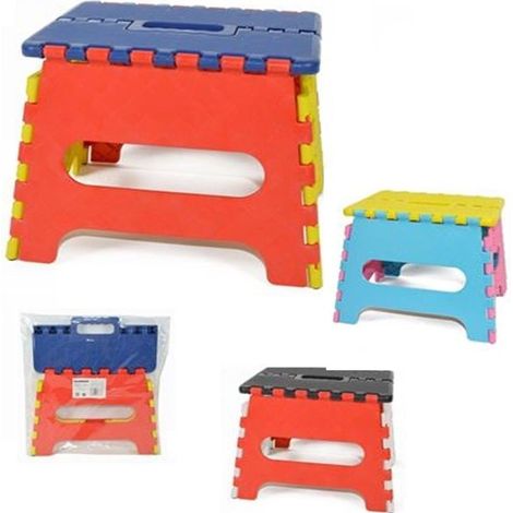 TrAdE Shop Traesio - Sgabello Sedia Plastica Colorato Richiudibile Pieghevole Campeggio 25x20x19 -