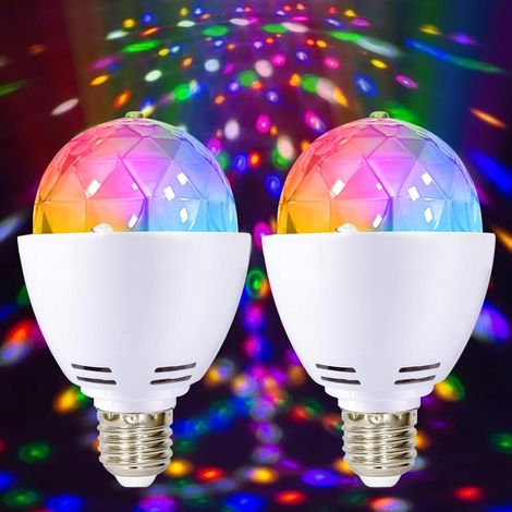 2x Lampe de fête LED, E27 3W RGB LED boule disco, ampoule disco rotative à 360°, lampe LED pour douille E27, ampoule décoration pour mariage, fête d'anniversaire, Halloween, Noël (1/5)