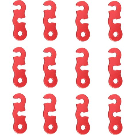 12Pcs Tendeur de Corde Tendeur Camping en Alliage d'Aluminium Crochet Ajusteur de Corde Durable Antidérapant pour Tente Bâche Randonnée Camping