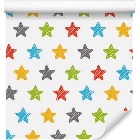 Papel pintado de estrellas de colores para salón y dormitorio, 50x1000 cm. (1/5)