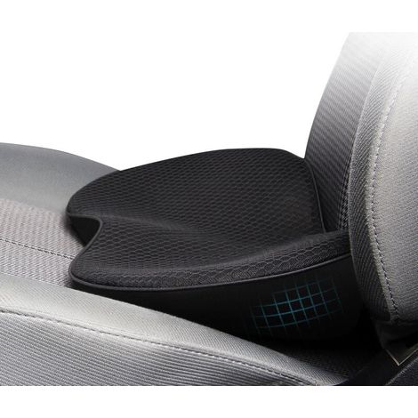 Coussin Siège Voiture - Mousse Mémoire Forme - Support Lombaire et Rehausseur - 6 cm Hauteur - Tissu Maille Respirant - 1 Pièce