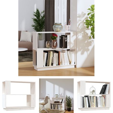 Kieferholz - vidaXL Bücherregal/Raumteiler Weiß 80x25x70 cm Massivholz Kiefer - Weiß (1/5)