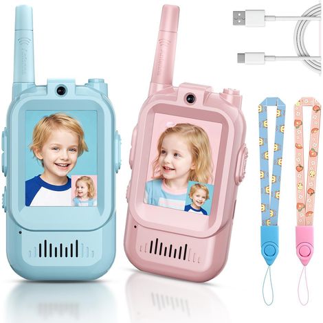 Talkie-walkie vidéo pour enfants (lot de 2) - Talkie-walkie jouet longue portée Rechargeable (1/5)