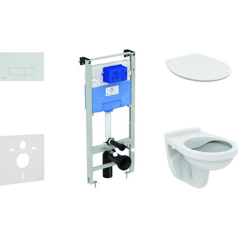 Ideal Standard ProSys - Set d'installation pré-murale, cuvette Alpha avec abattant, plaque de déclenchement Oleas M2, SoftClose, chrome ProSys120M SP39 (1/5)