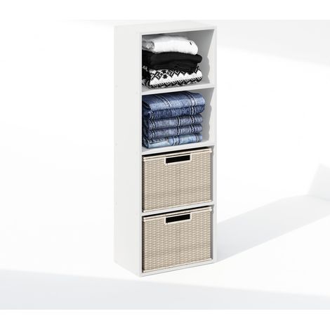 Organisateurs de Placard et de Rangement, Organiseur de Placard à 4 Niveaux, étagère Ouverte de Rangement, pour Armoire, Chambre à Coucher, Salon, Blanc (1/5)