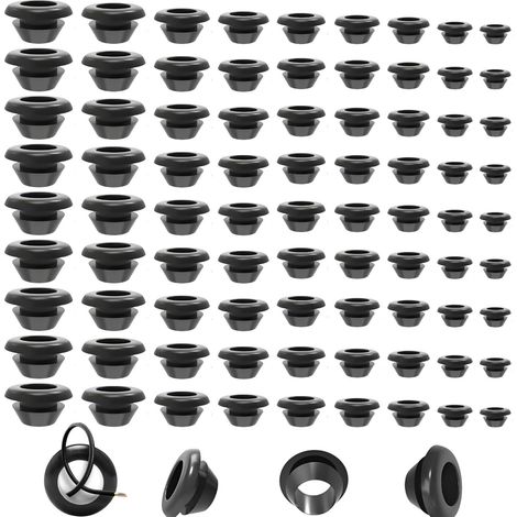 90 passe-câbles en caoutchouc étanches, pour la protection des câbles, 9 tailles : 3 mm, 4 mm, 5 mm, 6 mm, 7 mm, 8 mm, 10 mm, 12 mm, 14 mm (1/5)