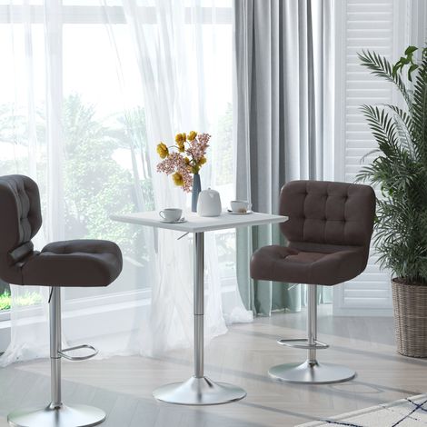 Mesa alta de MDF y acero blanca 60 x 60 cm, altura regulable 69-92 cm (1/5)