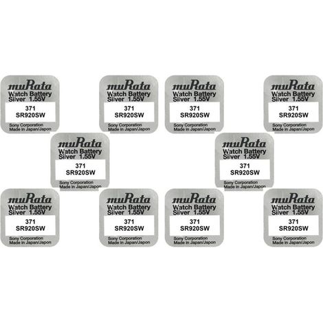 . Murata 371 SR920SW Watch Battery Silver 1,55V.
lot de 10 piles.
.