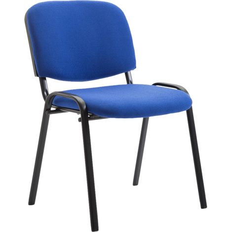 Silla de visita apilable para zona de espera en tela azul, base de 4 patas en metal negro 100003402