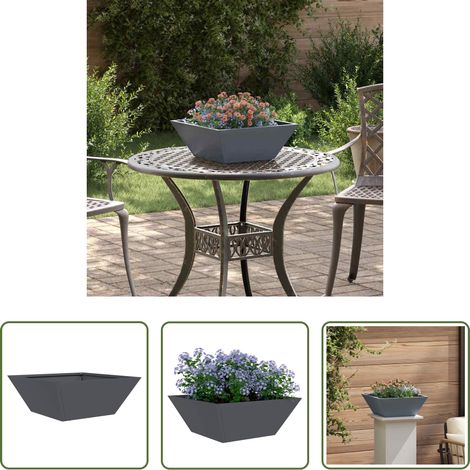 Metallgartenpflanzer - Garten-Pflanzgefäß Anthrazit 40 x 40 x 15 cm (1/5)