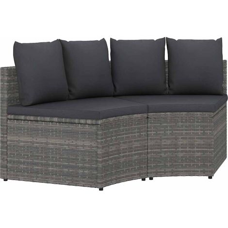 Salon de jardin 2 pcs Ensemble Table et Chaise de Jardin - avec coussins Résine tressée Gris BV847307 - BonneVie (1/5)