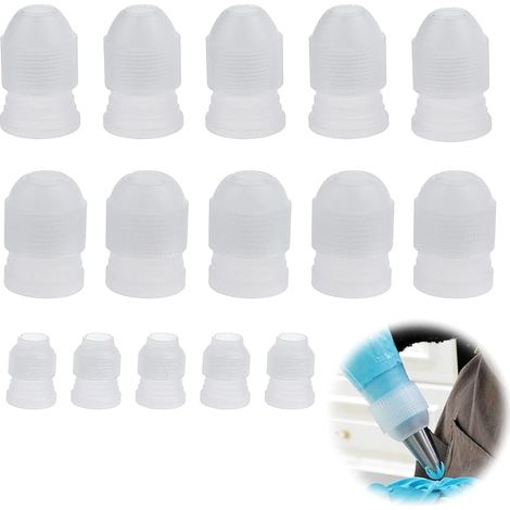 Douilles Adaptateur de Décoration pour Gâteaux avec 3 Tailles Réutilisable Poche à Douille Coupleurs Gâteau Décoration Outil Adaptateur Plastique Coupleur Poche à Douille Buse pour Cupcakes 15 Pièces (1/5)