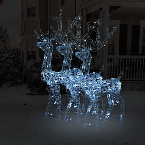 Rennes de Noël Lumineux 140 LED Décoration Extérieur Intérieur Acrylique 3 pcs 128 cm - PANGIVO (1/5)
