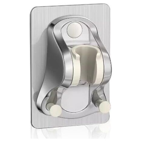 Ahlsen Adhesive Drill-Free Shower Head Holder, Drill-Free Shower Head Holder, Adjustable Shower Holder, Hand Shower, Wall Shower Holder, Super Powerful, Waterproof, Chrome, Silver (1/4)