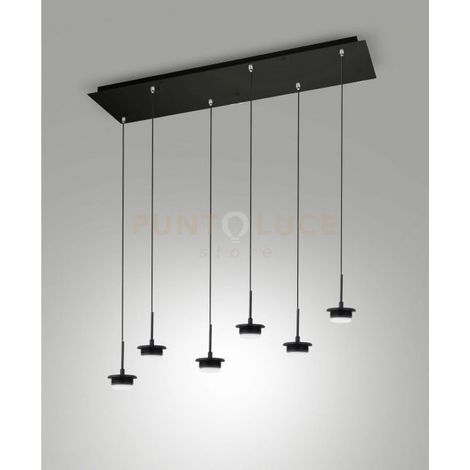 3804-46-101 MONTATURA NERA COMPLETA RETTANGOLARE 6 LUCI CCT 2700K - 3000K - 4000K-  42W - 4500 lm DIMMERABILE