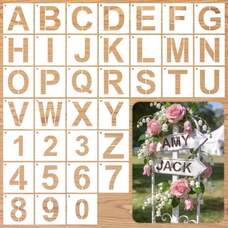 Lot de 36 Pochoirs Lettres Alphabet - Modèles Réutilisables pour Artisanat (1/5)