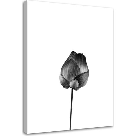 Tableau sur toile Fleur noire et blanche 60x90 (1/5)