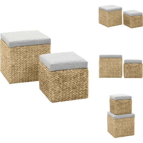 Repose-pied lot de 2 Jacinthe d'eau Gris - Pouf - Repose-pied - Meuble De Salon - Décoration Intérieure - Rangement (1/5)