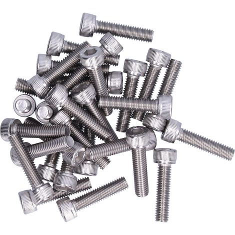 Lot de 30 vis à tête cylindrique hexagonale creuse M6x25, boulons en acier inoxydable 304 A2-70, norme DIN 912. (1/5)