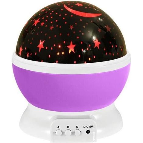 Veilleuse Enfant Etoile Projection 360° Rotation Lampe Projecteur Lumiere Plafond,violet (1/5)