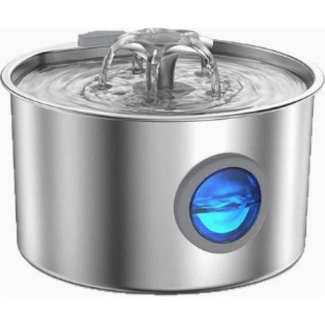 Fontaine a Eau Chat INOX: Fontaine à Eau pour Chat 2,6L Distributeur Automatique Distributeur Chien Acier Inoxydable Cascade de Fleurs avec Fenêtre de Niveau D’Eau avec 1 Filtre+1 éponge (1/5)