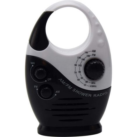 Bathroom Shower Radio, Mini Waterproof AM FM Radio with Top Handle, Adjustable Volume Speaker, for Shower Room Bedroom Family Bathroom (1/5)