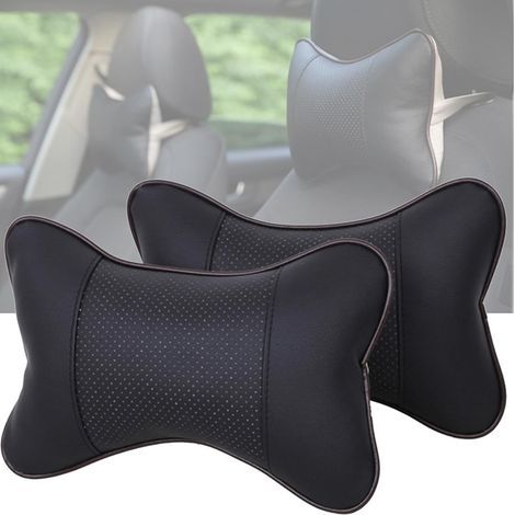2 Pièces Voiture Oreillers de Cou, Voiture Oreiller Coussin Appuitête, Voiture Repose Tête Cervical pour Tête Reposent Soutien de Cou Les Sièges de Voitures Conduite Voyage (Noir) (1/4)