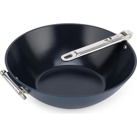 Space Wok Antiadherente Joseph Joseph, 32 cm, para Cocinar Saludable, Mango Plegable, Tapa Ajustable, Superficie Antiadherente, Apto para Todo Tipo de Cocinas.