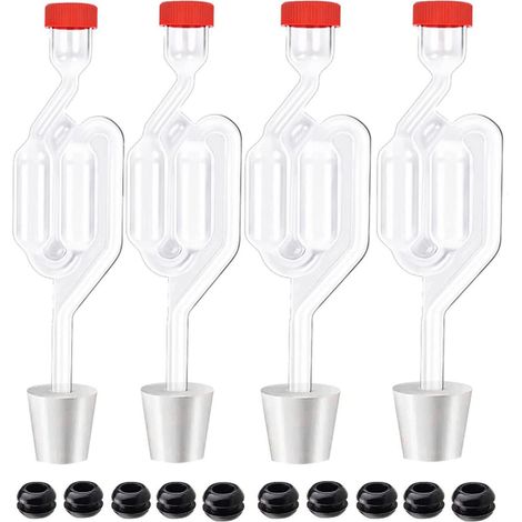 Lot de 4 barboteurs à double bulle – Accessoires de fermentation – Avec 4 bouchons inclus (1/5)