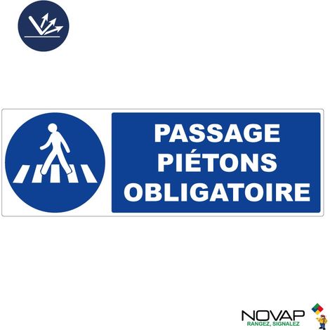 Panneau Passage Piétons obligatoire - Rétroréfléchissant Classe 2 - 450x150mm - 4038575