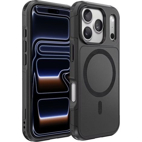 Funda protectora reforzada para iPhone 17 Pro, MagForce MagSafe, negra. (1/5)