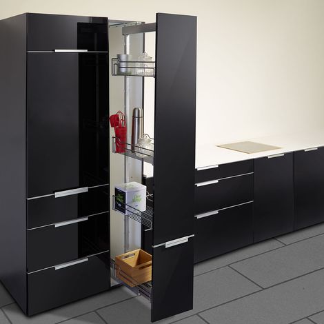 Kesseböhmer DISPENSA-X mit Korbset silbergrau Apothekerauszug 100 Kg Tragkraft für Korpusbreite 300 mm u. Korpusinnenhöhe 1200 - 1600 mm (1/5)