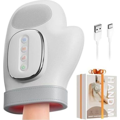 Appareil de massage intelligent pour les mains avec compression thermique pour soulager les douleurs liées à l'arthrite et au syndrome du canal carpien, masseur électrique Shiatsu pour poignets/doigts (1/5)