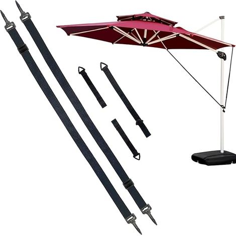 Sangles anti-vent pour parasol, fixation robuste pour grand parapluie extérieur, lanières réglables et réutilisables pour ombrelle de terrasse (1/5)
