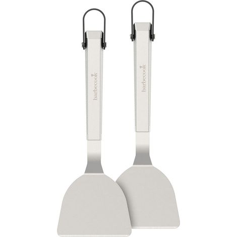 Barbecook 2 spatole plancha, spatole per cuocere alla piastra, spatola da cucina, accessori per barbecue, acciaio inox, 33cm (1/5)