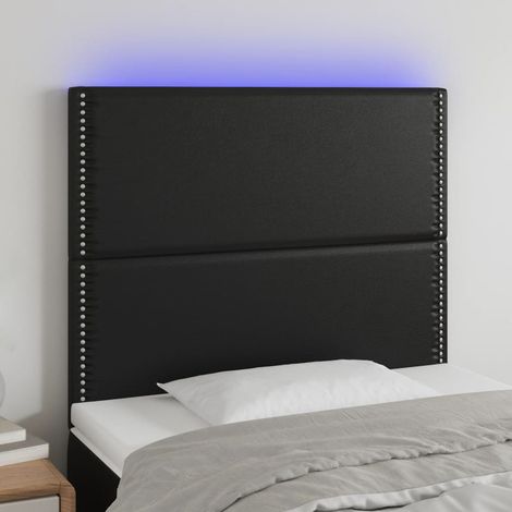 Tête de lit à LED Résistante et économique, Panneau de lit, Noir 90x5x118/128 cm Similicuir OIB8621E (1/5)