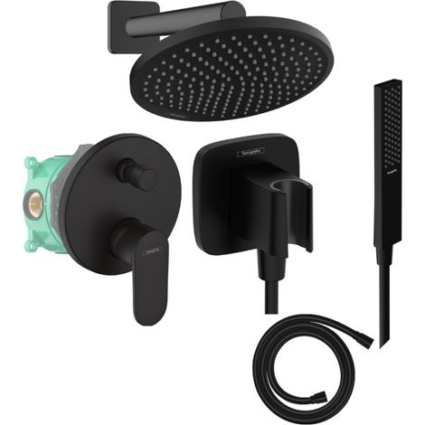 Colonne de douche encastrée mécanique HANSGROHE Vernis Blend Douche de tête Crometta Flexible Isiflex Douchette PulsifyE noir (1/3)