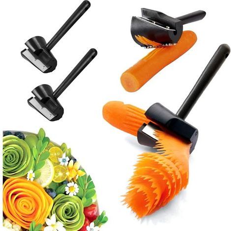 Spiraliseur Légumes Coupe Spiralizer éplucheuse Rouleau de Fleurs en Entonnoir en Spirale Trancheuse de Cuisine pour Vos Fruits 2 Pièces, Noir (1/5)