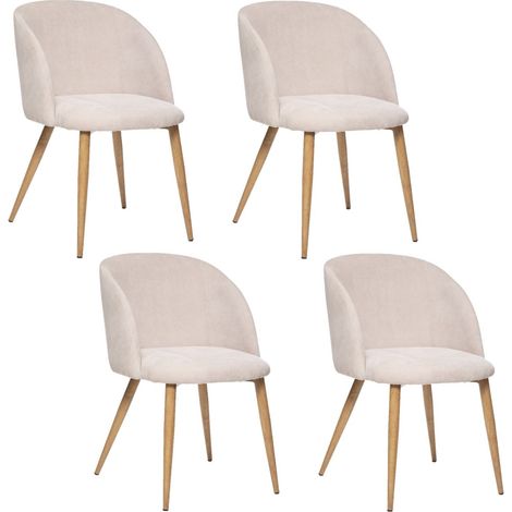 Lot de 4 chaises en velours côtelé et pieds effet hêtre CELESTE (1/5)