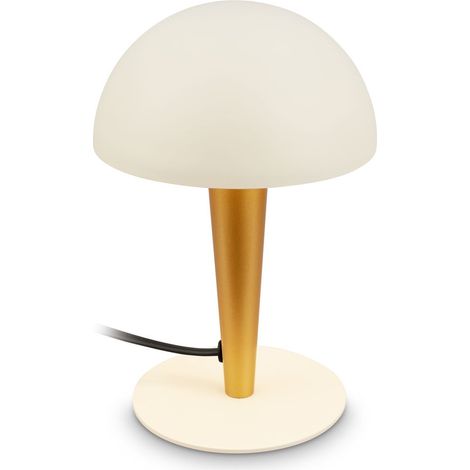 Briloner Tischlampe Metall Ø15x22,5 cm E14 Fassung max. 10W Kabelschalter Messing-Altweiß - Nachttischlampe Leselampe Wohnzimmer Schlafzimmer Büro (1/5)