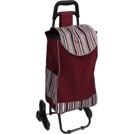 Chariot pliable en acier inoxydable, chariot à bagages robuste avec sac pour déménagement, courses, voyages, bureau, rayures rouges (1/5)