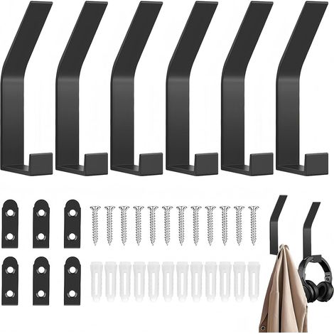 6 Pièces Porte Manteau Mural, Crochet Porte Manteau, Métal Double Patères Murale, Crochet Mural Vis Invisibles Moderne pour Vestes, Manteaux, Vêtements, pour Salle de Bain, Chambre, Porte, Placard