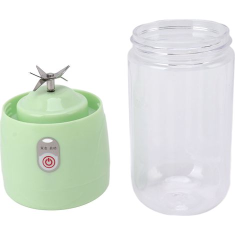Blender portable rechargeable USB, mini presse-agrumes à 6 lames, gobelet pour fruits, idéal pour les voyages, le sport et la cuisine, 410 ml, vert (1/5)