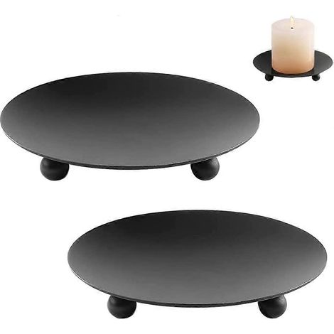 Bougeoirs noirs pour bougies, bougeoirs pour décoration de table de salon/salle à manger, lot de 2 (1/5)