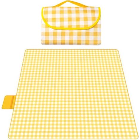Alfombra de picnic, Alfombra impermeable para playa y camping, 100150 cm, Impermeable y resistente a la suciedad, camping, Amarilla (1/5)