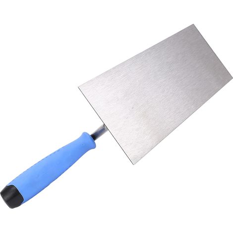 Truelle de finition plate en acier inoxydable, poignée en caoutchouc, truelle manuelle pour ciment et argile tendre, idéale pour le plâtrage et la construction. (1/5)