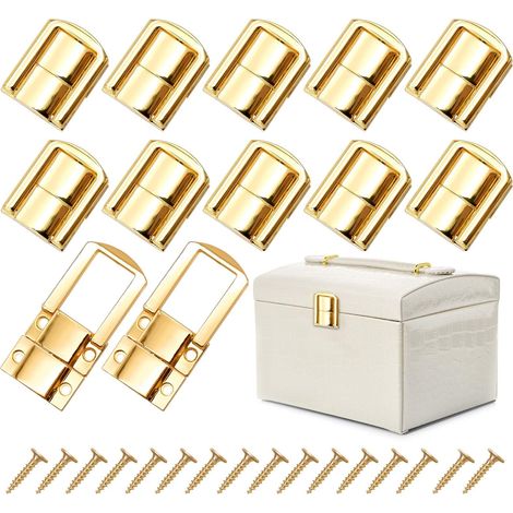 10 Pièces Fermoirs Or Boîte à Bijoux, Loquet à Bascule en Acier Inoxydable avec Vis, Fermoir à Bascule en U pour Petites Boîte en Bois, Coffrets Cadeaux, Boîte à Montres (1/5)