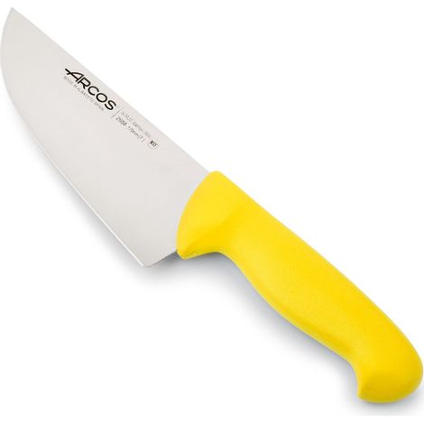 Coltello da macellaio Arcos Colore - Prof. 295800 in acciaio inox Nitrum e mango polipropilene ergonomico giallo e lama 17 cm, coperchio espositore