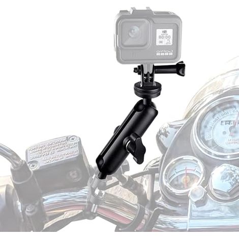2 Stück 360° verstellbare Motorradspiegelhalterung, Aluminium-Motorrad-Actionkamerahalterung, robuste Klemme, kompatibel mit allen Serien für GoPro Hero 6/7/8/9 und Akaso Sjcam