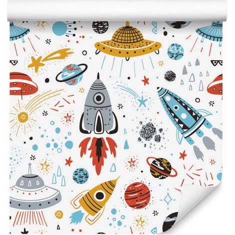 Carta da parati con stelle e astronavi per soggiorno e camera da letto, 50x1000 cm (1/5)